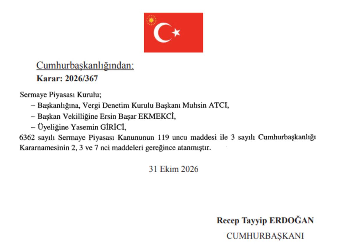 Sermaye Piyasası Kurulu (SPK) Başkanı Muhsin Atcı oldu 1