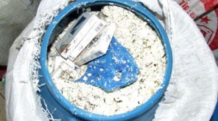 Peynir bidonlarının i&ccedil;inde ka&ccedil;ak sigara ele ge&ccedil;irdi