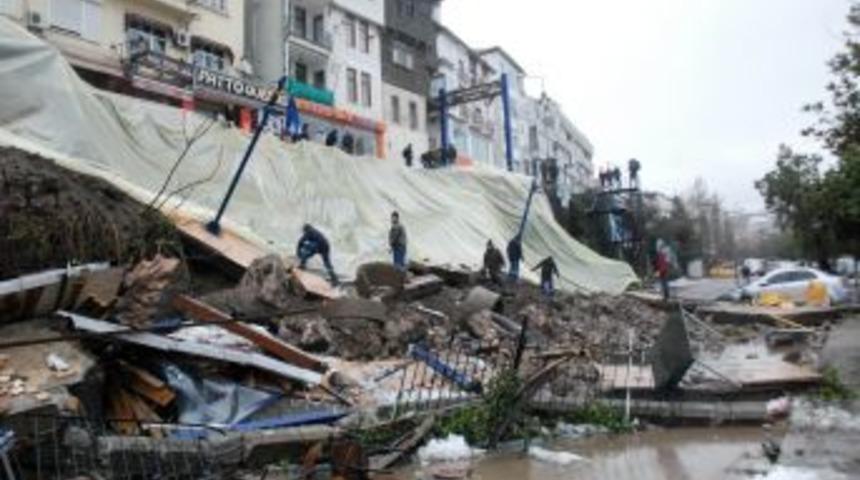 &Ccedil;&ouml;ken istinat duvarında &ccedil;alışmalar s&uuml;r&uuml;yor