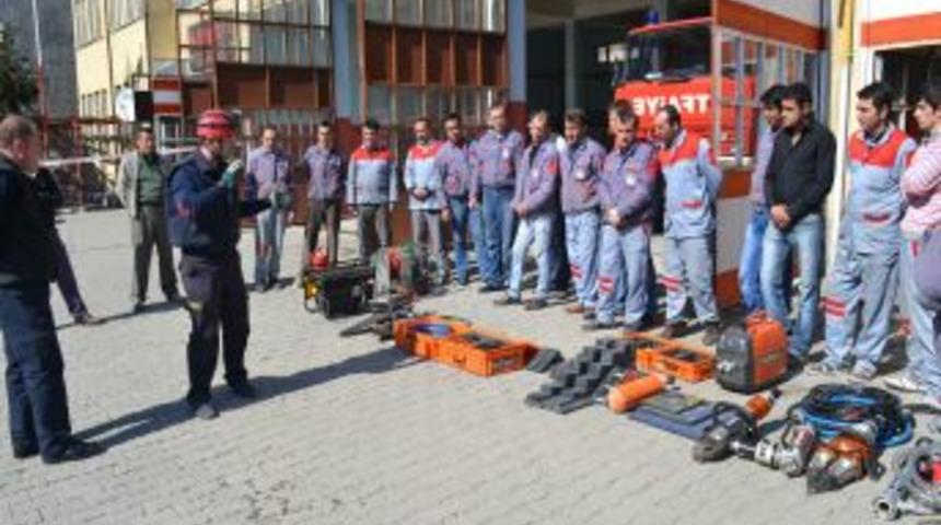 İskilip Belediyesi itfaiye personeli eğitiliyor
