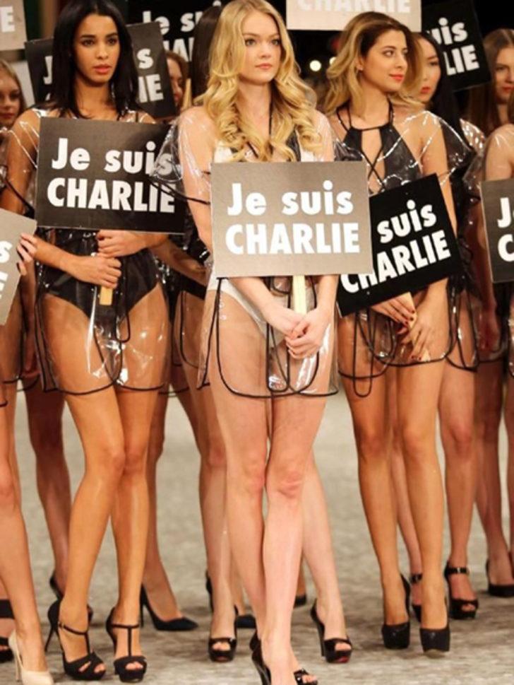 Podyumdan Fransa'ya destek