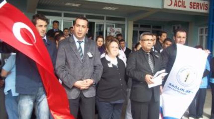 Erzin Devlet Hastanesi personelinden Dr. Alkan'ın öldürülmesine tepki