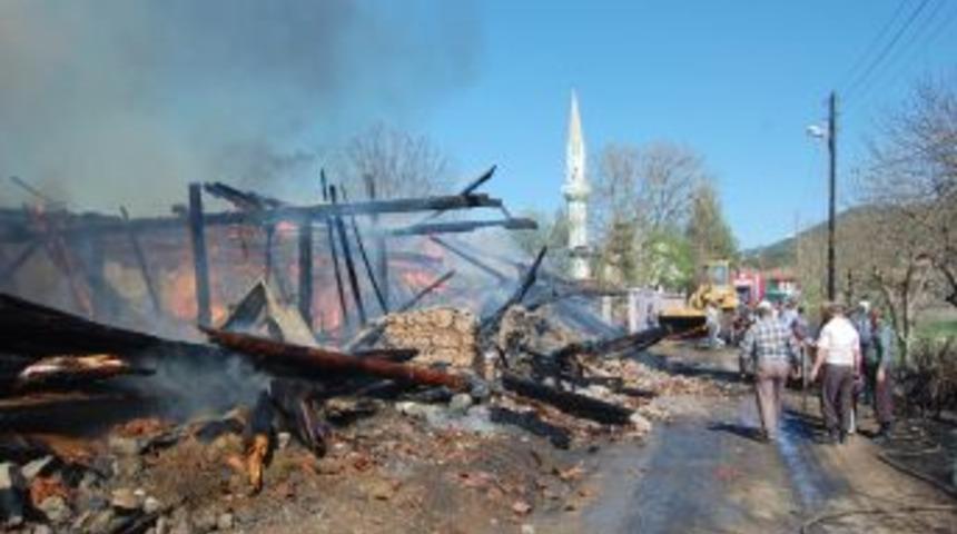 Taşk&ouml;pr&uuml;'de İki Ev İki Ahır Yanarak K&uuml;l Oldu