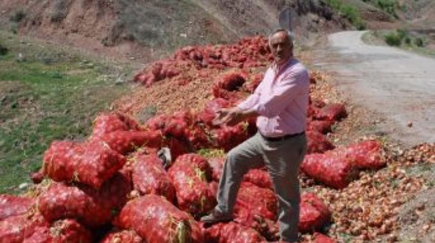 &Ccedil;ift&ccedil;iler &ccedil;&uuml;r&uuml;yen soğanları dere ve yol kenarlarına d&ouml;kt&uuml;