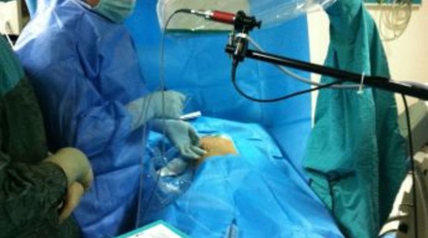 İğne deliği b&uuml;y&uuml;kl&uuml;ğ&uuml;ndeki yerden b&ouml;brek taşı ameliyatı yapıldı