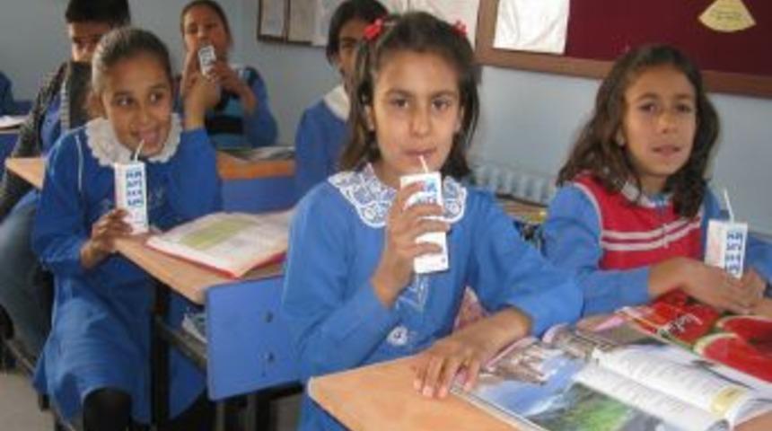 Arabanlı &Ouml;ğrenciler Dağıtılan S&uuml;t'ten Memnun