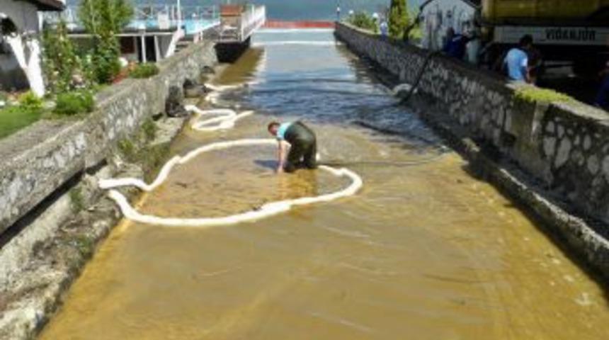 Sapanca G&ouml;l&uuml;'ndeki Sızıntıyı Temizleme &Ccedil;alışması S&uuml;r&uuml;yor