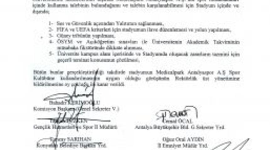 Akdeniz &Uuml;niversitesi Stadyum Kullanımına İzin Verdi