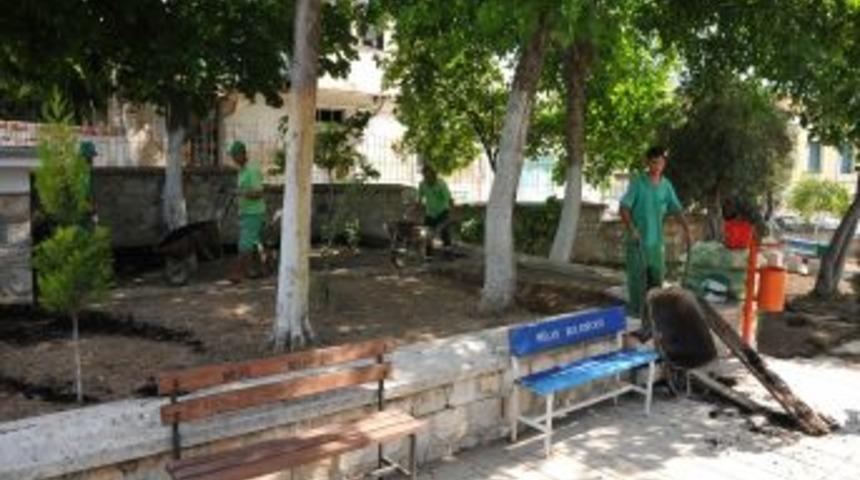 Belediyeden Cami Bah&ccedil;elerine Bakım