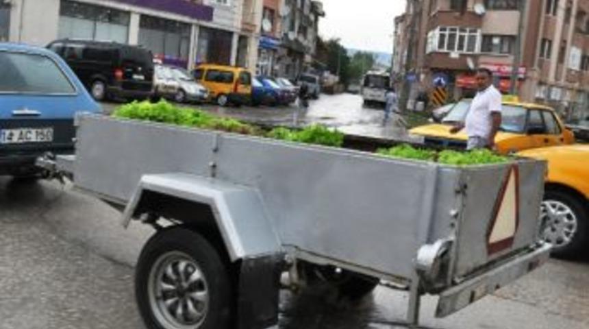 Otomobilin Arkasına Takılı R&ouml;morktaki Marullar Herkesi Şaşırttı