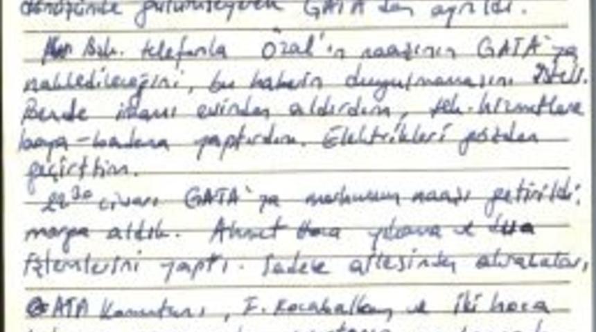 GATA N&ouml;bet&ccedil;i Subayının Notlarından &Ouml;zal&rsquo;ın &Ouml;l&uuml;m&uuml; Ilk Kez Aksiyon&rsquo;da Yayınlandı