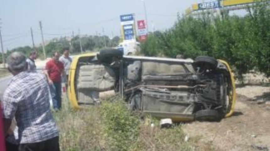 Kaymak&ccedil;ı'da Aracı İle Takla Attı