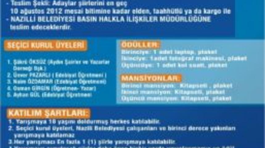 Nazilli İ&ccedil;in Şiir Yarışması