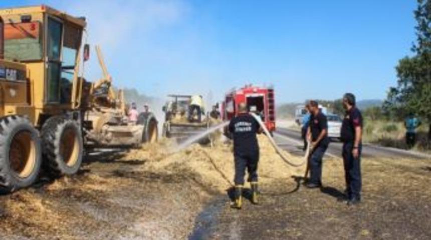 Alev Alan Saman Y&uuml;kl&uuml; Ara&ccedil; Zeytinlik Araziyi Yaktı