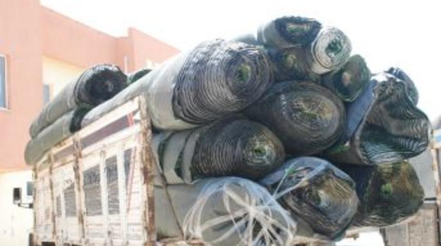 Didim&rsquo;e Yapılacak Olan Sentetik Suni Sahanın Malzemeleri Geldi