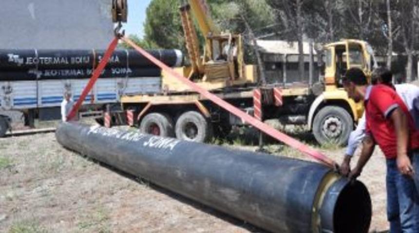 Soma'da B&ouml;lge Isıtma Sistemi İ&ccedil;in Ana İsale Hattı Boruları Geldi