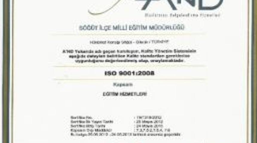 S&ouml;ğ&uuml;t İl&ccedil;e Milli Eğitim M&uuml;d&uuml;rl&uuml;ğ&uuml; Kalitesini Belgeledi