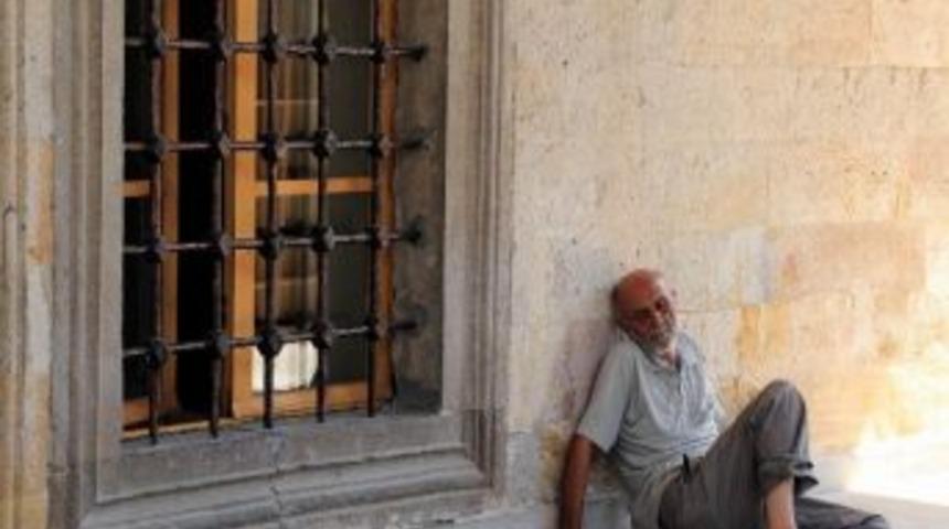 Cemaat Kedi İle Birlikte Cami Avlusunda Serinledi