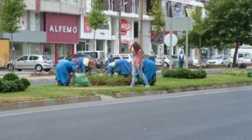 Park Ve Bah&ccedil;eler M&uuml;d&uuml;rl&uuml;ğ&uuml; Ekiplerinden Temizlik &Ccedil;alışması