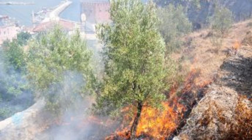 Alanya Kalesi&rsquo;nde Aşırı Sıcaklardan Dolayı Yangın &Ccedil;ıktı
