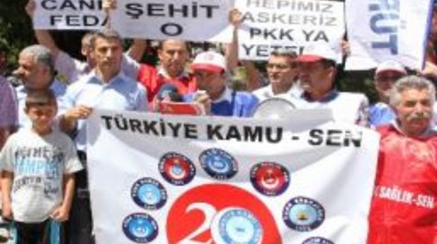 T&uuml;rkiye Kamu-sen &Uuml;yelerinden Ter&ouml;re Tepki