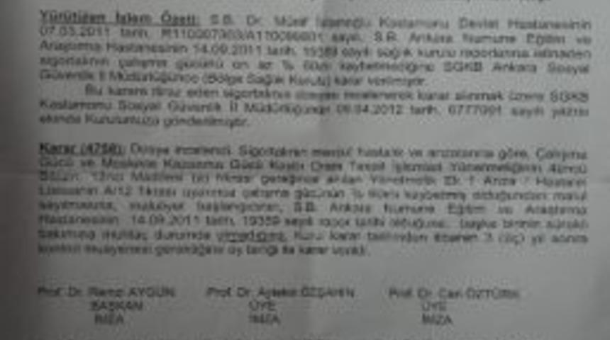 &Ouml;z&uuml;rl&uuml; Hastaya '&ccedil;alışabilir' Raporu