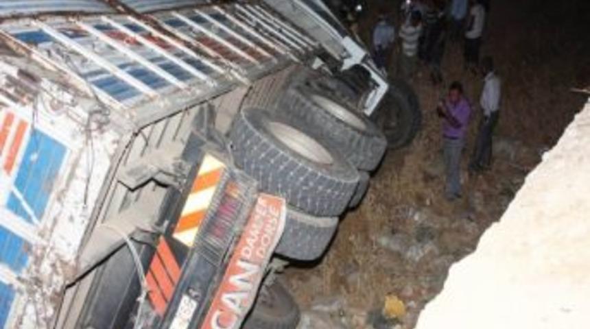 Park Halindeki Kamyon Şarampole U&ccedil;tu