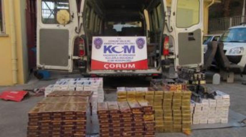 &Ccedil;orum'da 8 Bin 530 Paket Ka&ccedil;ak Sigara Ele Ge&ccedil;rildi