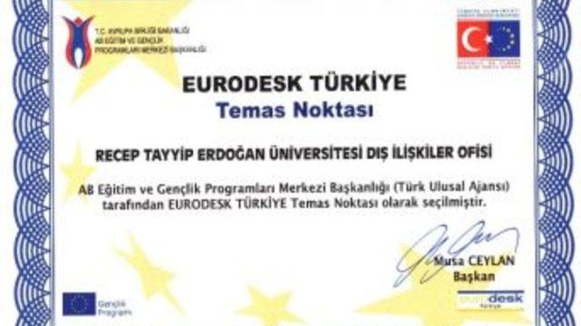 Eurodesk Türkiye Temas Noktası Recep Tayyip Erdoğan Üniversitesi Oldu