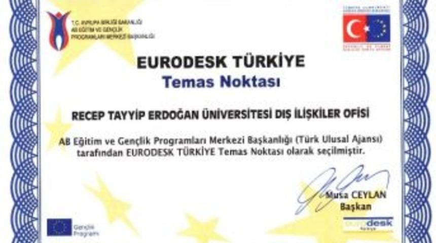 Eurodesk T&uuml;rkiye Temas Noktası Recep Tayyip Erdoğan &Uuml;niversitesi Oldu