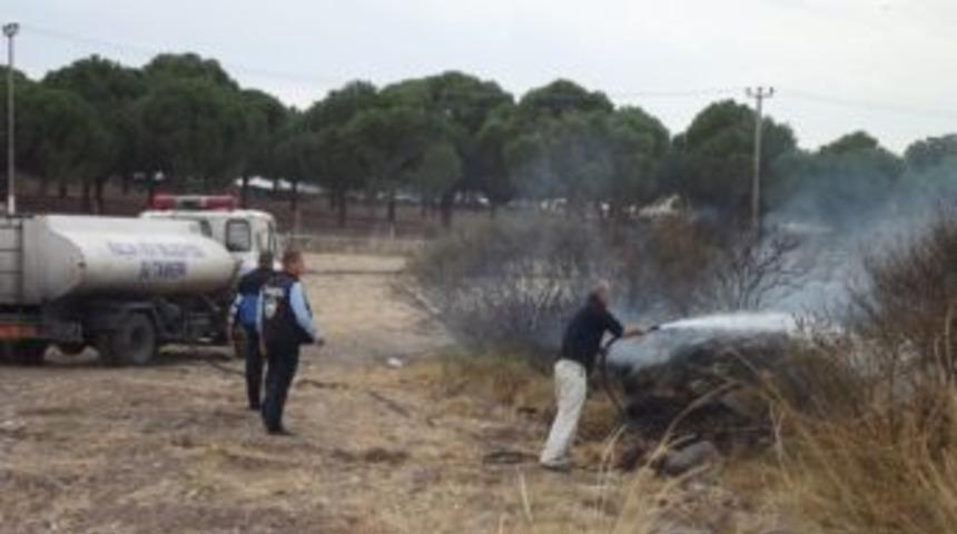 Ayvalık&rsquo;taki Yangına Anında M&uuml;dahale Edildi