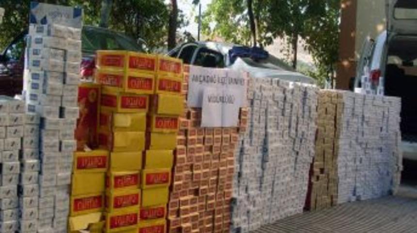 Ak&ccedil;adağ'da 13 Bin 480 Paket Ka&ccedil;ak Sigara Ele Ge&ccedil;irildi