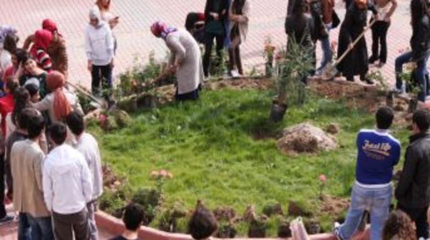 MAK&Uuml; &Ouml;ğrencileri &Ccedil;i&ccedil;ek Ve Fidan Dikti