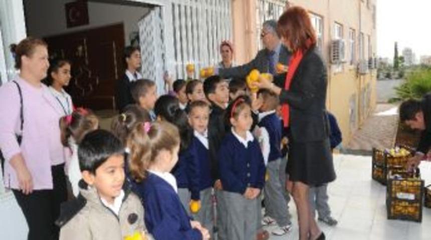 Yenişehir Belediyesi &Ouml;ğrencilere Narenciye Dağıttı