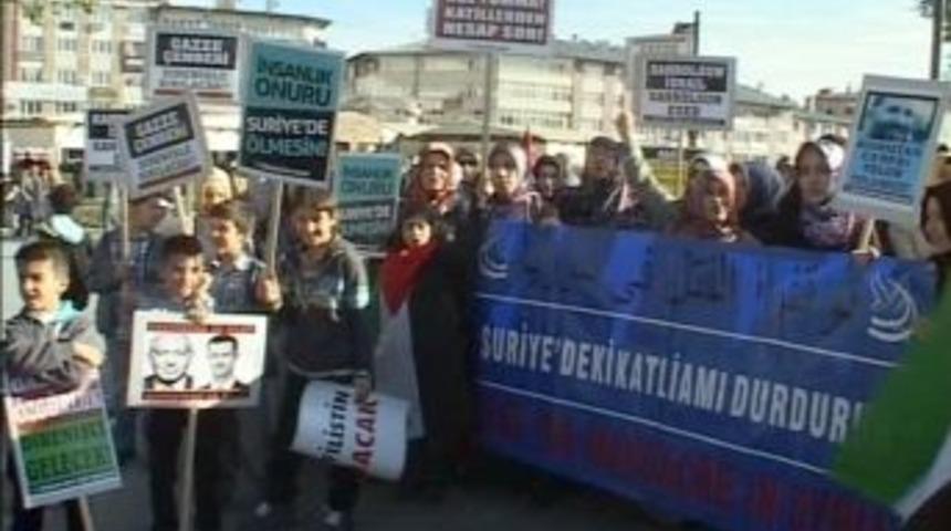 Sivas'ta İsrail Ve Suriye Protestosu