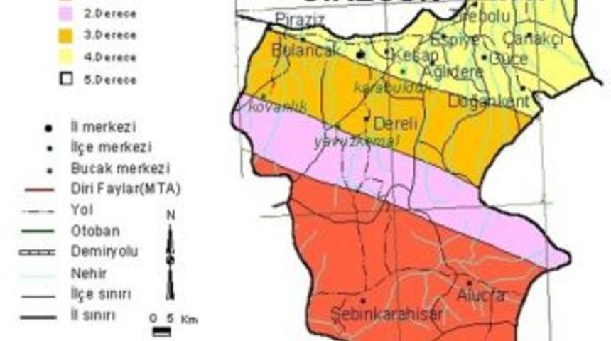 Giresun&rsquo;un Şebinkarahisar, Alucra Ve &Ccedil;amoluk İl&ccedil;eleri 1. Derece Deprem Kuşağında Yer Alıyor