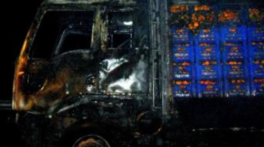 Mandalina Yüklü Kamyon Cayır Cayır Yandı