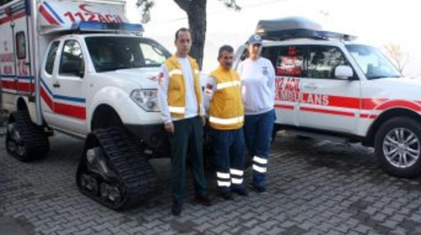 Sağlık Ekipleri, Paletli Ambulansları Kış Şartlarına Hazır Hale Getirdi