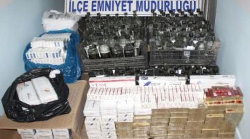 Erdemli’de Kaçak Sigara Ve Rakı Ele Geçirildi