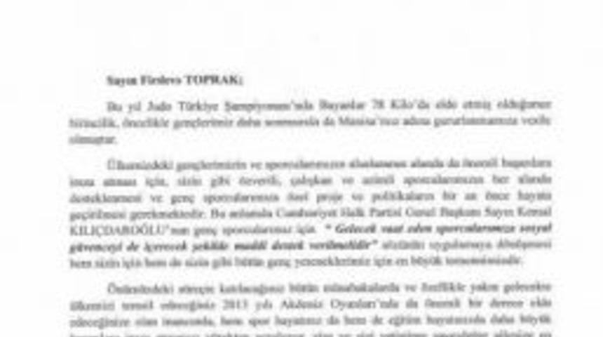 Chp&rsquo;li &Ouml;zel&rsquo;den Şampiyon Judocu Toprak&rsquo;a Kutlama Mektubu