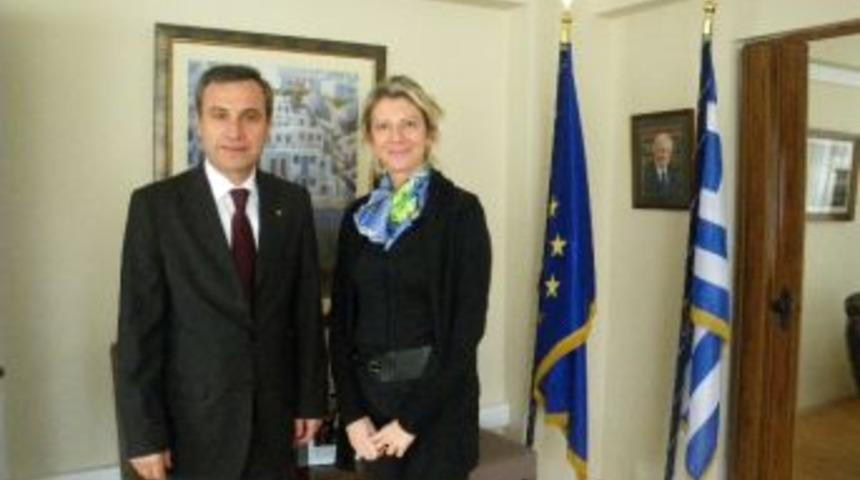Uzunk&ouml;pr&uuml; Ticaret Borsası Y&ouml;netim Kurulu Başkanı Rahmi Eren, Yunanistan Edirne Konsolosunu Ziyaret Etti