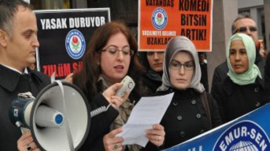 Eğitim-Bir-Sen'li Kadınlar Kamuda Baş&ouml;rt&uuml;s&uuml;ne &Ouml;zg&uuml;rl&uuml;k Istedi