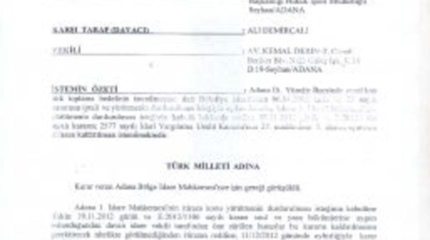 &Ccedil;elikcan'ın 'evsel Katı Atık Bedeli' Kararına Yaptığı Itiraza Ret