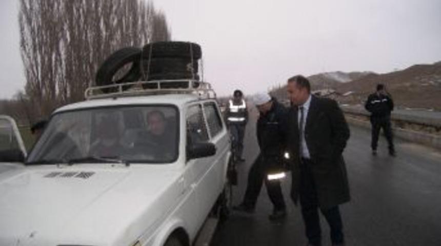 Narman’da Kış Lastiği Uygulaması