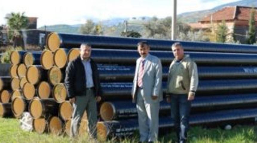 Toptaş K&ouml;y&uuml; Sulama Boruları Getirildi