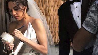 Can Bonomo ve Öykü Karayel'in düğününde dikkat çeken gelinlik detayı