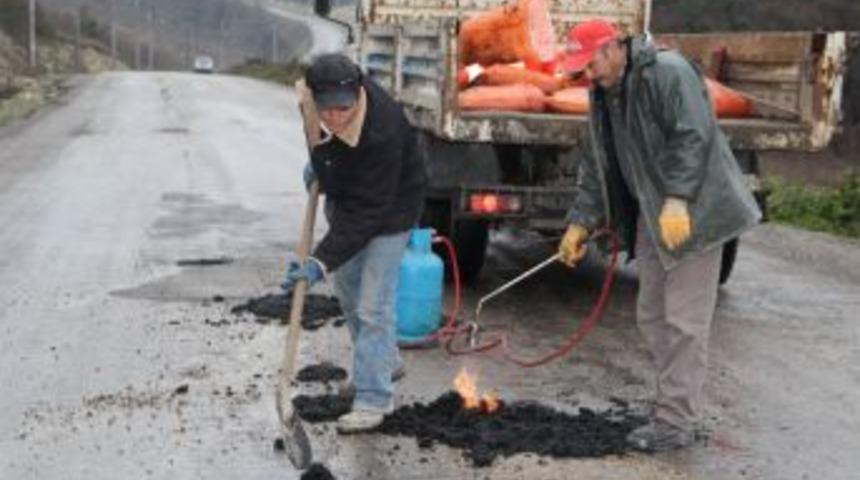 Hastane yolunda bakım ve onarım &ccedil;alışması