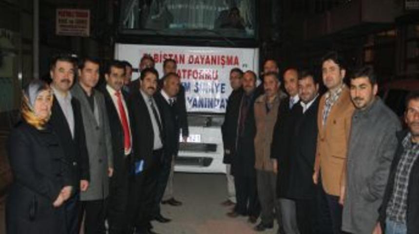 Suriyeli M&uuml;ltecilere Elbistan'dan 2 TIR Dolusu Yardım G&ouml;nderildi