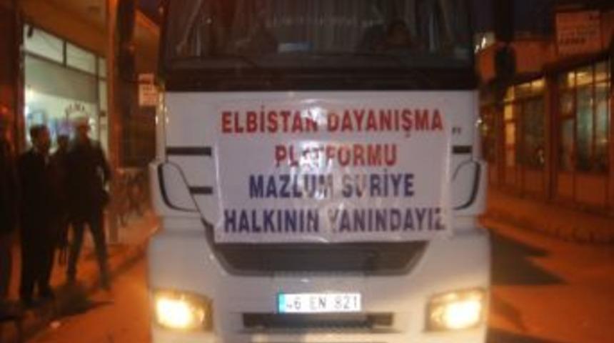 Elbistan'dan Suriyeli Sığınmacılara 2 Tır Yardım Malzemesi