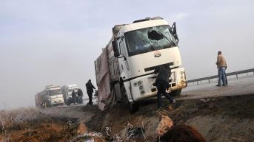 Zincirleme Kazada 15 Kişi Yaralandı, Danalar Tarlaya Sa&ccedil;ıldı